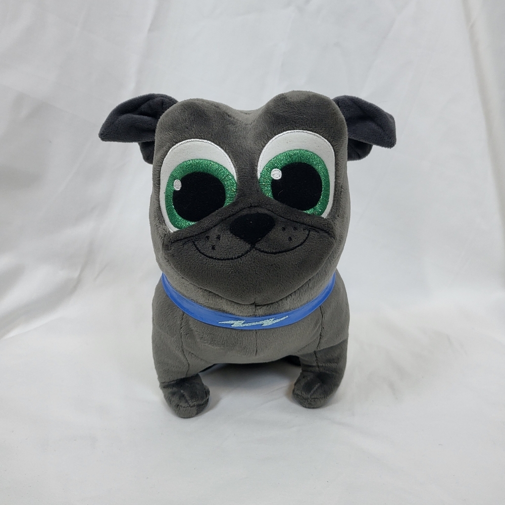 Disney Store Bingo Puppy Dog Pals 11"‎ Gray Embroidered Bulldog Plush Toy